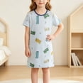 thumbnail image 2 of SROBPTY Teen Girls Dresses Print Crew Neck Short Sleeve Sleep Mid-Length Dress for 3-13Y, 2 of 2