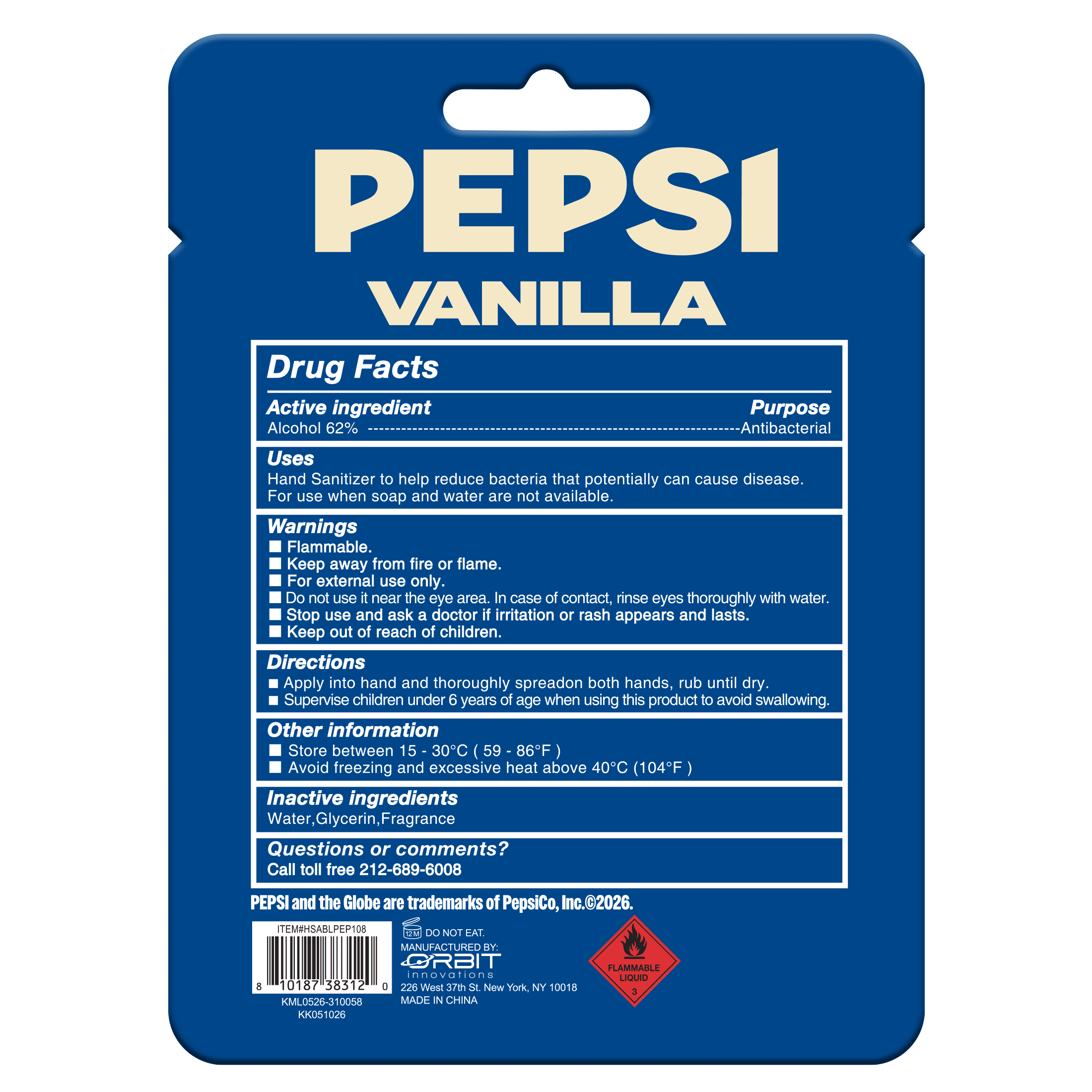 Pepsi Vanilla Hand Sanitizer