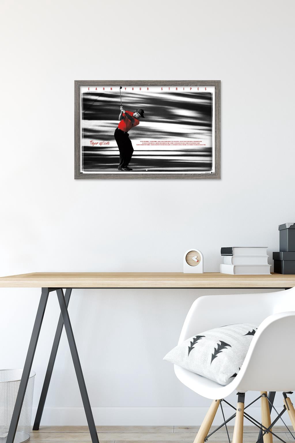 Tiger Woods - Earn Your Stripes Wall Poster, 14.725" x 22.375" Framed