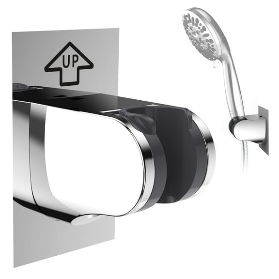 JDO Strong Adhesive Shower Head Holder, Adjustable Wall Mounted Handheld Shower Head Holder, Chrome Finish