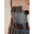 thumbnail image 4 of Vestido ajustado con cinturón para mujer, minicorsé corto de Jean, vestido plisado de una pieza, Denim elástico azul Y2k Vintage Acubi Fashion, 4 of 5