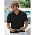 thumbnail image 2 of RICHCOIN Mens Casual Polo Shirt Summer Short Sleeve Vacation Button Beach Knit Stretchy Golf Shirts, 2 of 7