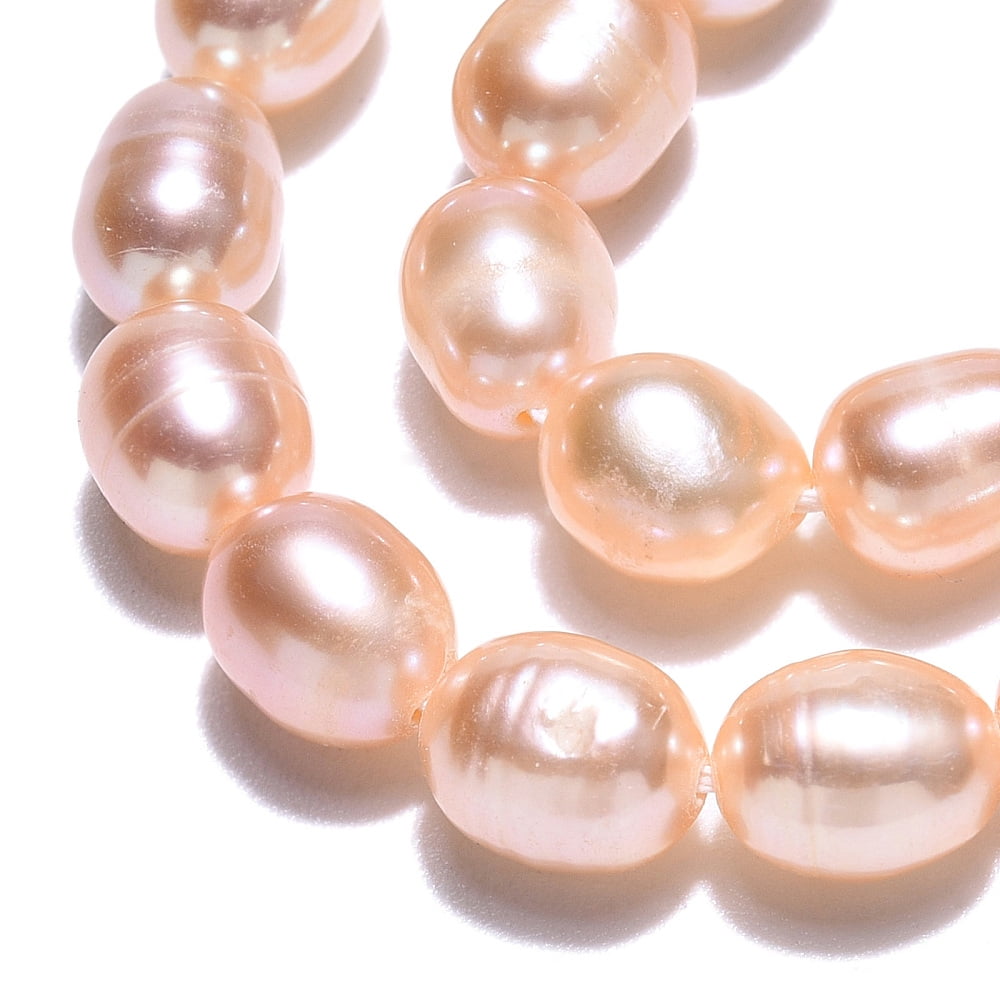 Natural Cultured Freshwater Pearl Beads Strands Rice Wheat 6~7.5x5~5.8mm Hole: 0.7~0.8mm about 48pcs/strand 13.5 inch(34~35cm)