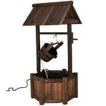 Kadyn Garden Rustic Wishing Well Wooden Water Fountain with Pump
