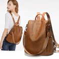 thumbnail image 2 of Mochila informal de moda para mujer 2024, mochila antirrobo para mujer, bolso de hombro de piel sintética suave, mochila escolar para estudiante, bolso marrón para mujer, 2 of 5