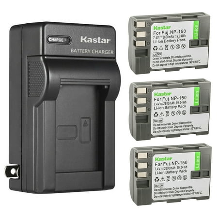 Kastar 3-Pack Battery and AC Wall Charger Replacement for Fujifilm NP-150 NP150 FNP150 Battery Fujifilm BC-150 BC150 Charger Fujifilm FinePix IS Pro FinePix S5 Pro FinePix S5 Pro FinePix IS Pro