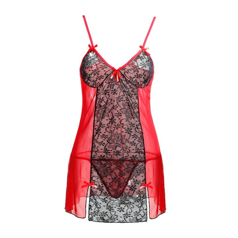 uublik Valentines Lingerie Set for Women Plus Size Lace Sexy Naughty  Babydoll Bodysuit 