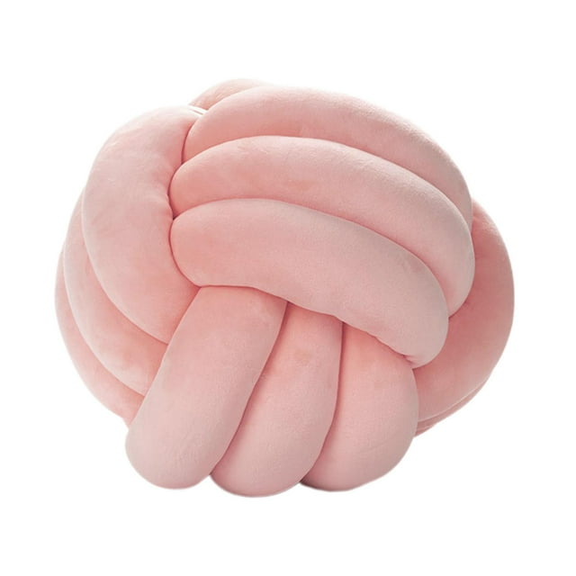 almohada de bola de nudo,almohada de bola de nudo suave almohada de tiro redondo de terciopelo,Cojín Decoración del hogar Almohada de felpa decorativa,Lanzar almohada anudada para cama Rosa