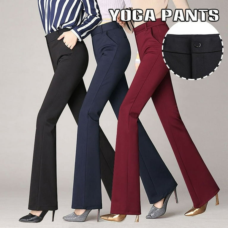  Bootcut Yoga Pants For Women Tummy Control Workout Bootleg  DressPants High Waist 4 Way Stretch Pants Y52A-Navy Blue-M