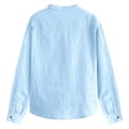 thumbnail image 6 of Boys Tshirts Kids Unisex Long Sleeve Button Up Cotton Linen Shirt Pocket Girls Tops Sky Blue 5-6 Years, 6 of 6