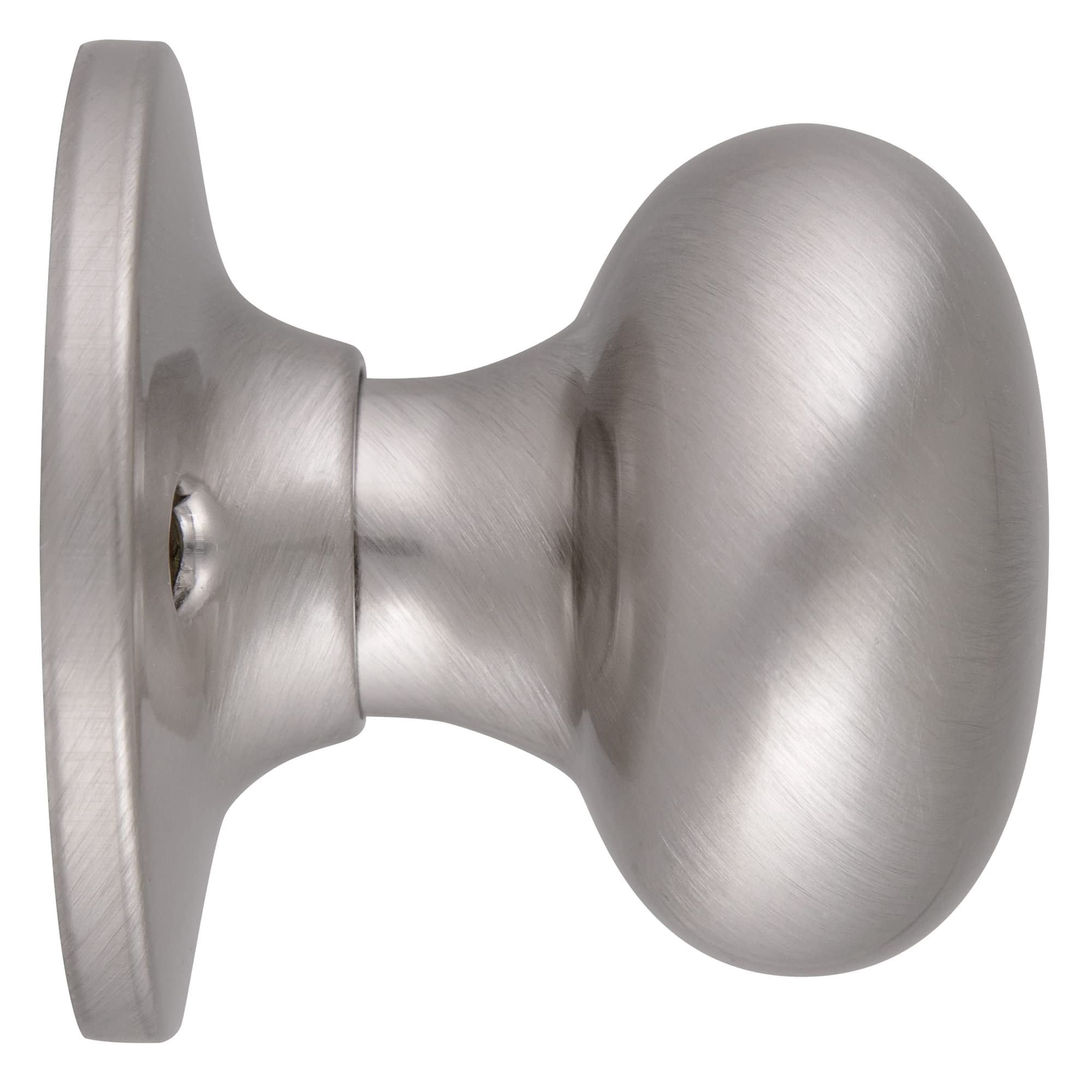 Pemberly Row Modern Brass Dummy Door Knob in Silver Satin Nickel