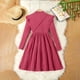 thumbnail image 5 of Odeerbi Niñas Ruffle Vestidos de Punto de Costilla Con La Bolsa de Hombro Conjunto de Niños de Color Sólido de Manga Larga A-Line Vestido, 5 of 9
