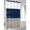thumbnail image 2 of No Hook Shower Curtain with Snap-in Liner, Navy Blue Striped Waterproof Fabric Bathroom Curtains, Farmhouse Stripes Modern Abstract Art Bath Curtains & Mesh Top Window Stand Up Stall 36"x72", 2 of 9
