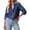 Dark Blue, variant on Chambray Button Down Shirt for Women Long Sleeve Collared Loose Fit Blouse Chest Pocket Casual Lightweight Denim Style Tunic Top for Daily Wear L