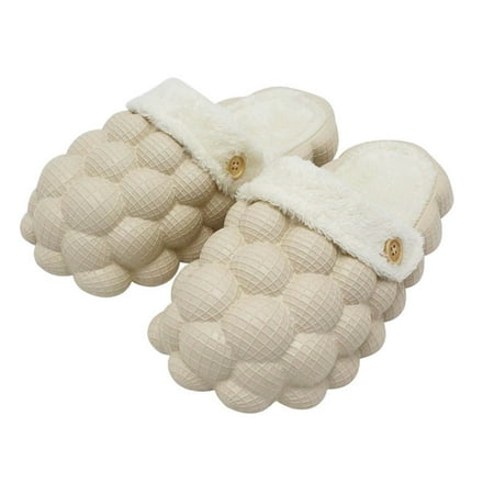 

Tepsmf Winter Slippers for Women Lychee Bubble Slippers Slip-on Plush Home Slippers Comfortable Memory Foam Slippers Lychee Cloud Slide Slippers Thick Bottom Slippers