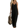 thumbnail image 4 of NMMUED Womens Crochet Beach Cover Up Dress Sleeveless V Neck Long Dresses Summer Vacation Outfits Black XXL, 4 of 6