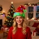 thumbnail image 5 of Sombrero de Papá Noel de Navidad con luces de corda | Tejido de flocos de dos capas | Tocado festivo rojo verde | Ala de Pelo Suave | Decoración cálida de invierno | 1 Pack | 12,6x17,7 pulgadas, 5 of 6