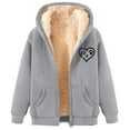thumbnail image 2 of Hvyesh Zip Up Hoodie Women Sherpa Lined Hooded Jacket Casual Long Sleeve Solid Fleece Winter Coat Warm Fleece Coats, 2 of 5