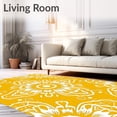 thumbnail image 2 of ODIKA 4'x6' Machine Washable Non-Slip Area Rug, Boho with Ornate Feathered Motifs and Delicate Dot Embellishments High Traffic Rug with Pad, Yellow, 466251, 2 of 8