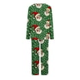 thumbnail image 4 of Riecok Christmas Pajamas for Women Plus Size Long Sleeve Santa Claus Printed Tops and Wide Leg Pant Cozy Sleepwear Matching Outfits, 4 of 5