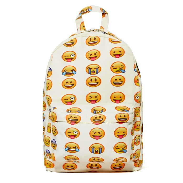 Emoji Backpack with School Supplies in Pouch White