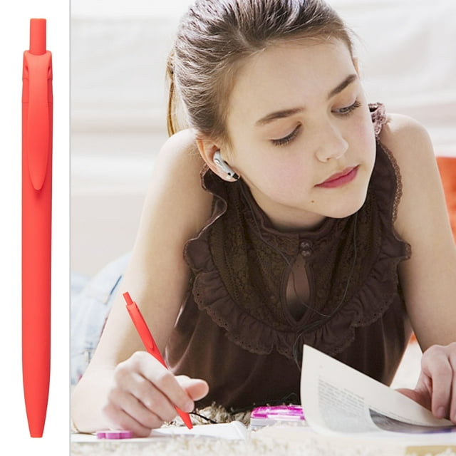 Stylo à Encre Gel 0,5 mm Rétractable Silencieux Stylo-Bille pour Journal École Bureau Baril Rouge avec Encre 2 ml pour Femmes Enfants Rouge