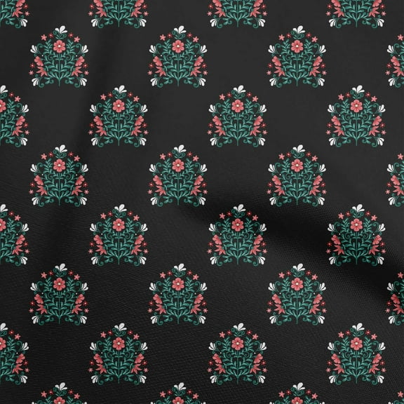 oneOone Polyester Spandex Black Fabric Florals Quilting Supplies Print Sewing Fabric By The Yard 56 Inch Wide