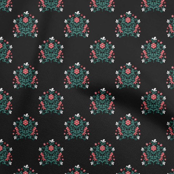 oneOone Polyester Spandex Black Fabric Florals Quilting Supplies Print Sewing Fabric By The Yard 56 Inch Wide