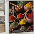thumbnail image 6 of Fenyluxe Spices Wooden Spoons Printed Shower Curtain Decor Polyester Washable Shower Curtain Set with Hooks 60x72, 6 of 7