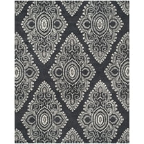 SAFAVIEH Wyndham Pompeii Damask Wool Area Rug, Dark Grey/Ivory, 8' x 10'