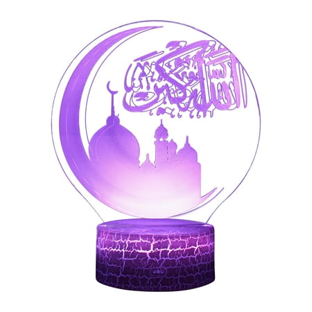 

Ramadan Mubarak Islam 3D Light Touch Remote Control Switch 16 Color Eid al-Fitr Ramadan Lantern for Kids Night Light LED Table Illusion Lamp for Home