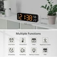 thumbnail image 4 of Reloj Digital LED de 9", Temperatura, Humedad, Silencioso, Pantalla de Semana, para Recámara U Oficina, 4 of 6