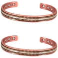 thumbnail image 1 of Pulsera para artritis. AlignPulse 2Pzas 15-18cm 8mm 100% Cobre Texturizado Color Cobre Dorado y Plata., 1 of 2