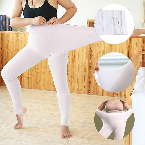 Ajshakl Thermal Leggings For Women, Women'S Plus Size Velvet 80D Dance Practice Breathable T Crotch Elastic Sexy Stockings Tights, White