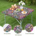 thumbnail image 4 of Yellow Floral Oval Pattern Square Fitted Tablecloth with Elastic Edge,Square Table Cover,Washable Elastic Table Cover for Home Kitchen Party Decor 34"x34", 4 of 6