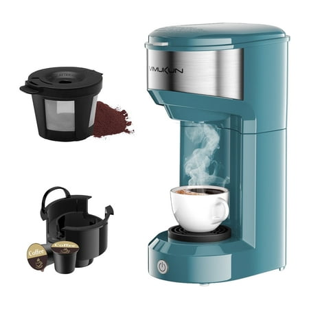 Single Serve Coffee Maker Mini Coffee Brewer for K-Cup Single Cup Capsule and Ground Coffee Single Cup Coffee Makers with 6 to 14oz Reservoir Green