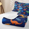 thumbnail image 4 of Feelyou Jungle Dinosaur Bed Spread Queen for Boys Girls Bedding, Tropical Palm Dino Queen Coverlet Set, Navy, 3 Pieces, 4 of 7