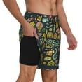 thumbnail image 3 of Picia Colorful Hippie pattern Mens Swim Trunks with Compression Liner Stretch Beach Shorts Quick Dry with Zipper Pockets No-Chafing Board Shorts-Large, 3 of 9