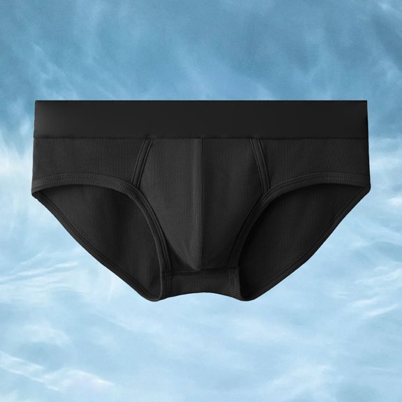 Men's Breathable Mid Rise Briefs Soft Stretch Blend Underwear Stylish Comfortable Everyday Casual Solid Design For WearBlackL