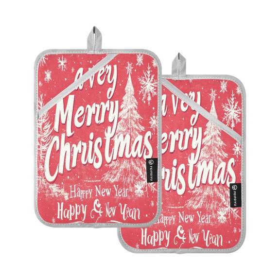 BZSMCE Pot Holder Oven Mitts Cooking baking Design Snowflake and Blessing Creative Pattern Size:7x9.8in