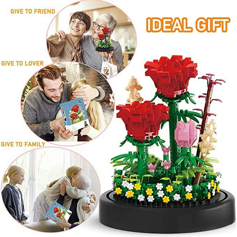 Flower Bouquet 2021, Mini Rose Building Block Sets for Women Artificial  Flowers Creative Toys Kits Mothers Days Aniversary Love Gifts for Her  Girlfriends Home Decor Display 2022 (547 PCS) 
