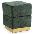 thumbnail image 4 of Furniture of America Vena Modern 15" Chenille Fabric Square Storage Stool, Green, 4 of 14