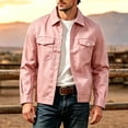 thumbnail image 2 of Workwear Jacket for Men Solid Color Long Sleeved Lapel Button Multi Pockets Jacket for Travel & Outfit Wear, 2 of 6