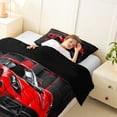thumbnail image 4 of Castle Fairy Neon Red Sports Car Twin Comforter Sets 3-Piece for Teens, Grid Print Bedding Set for Bedroom, Red Black,Black Reversible, 4 of 6