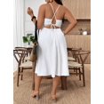 thumbnail image 6 of Plus Size Women Summer Solid Color Side Slit Hem Sexy Spaghetti Strap Dress, 6 of 6