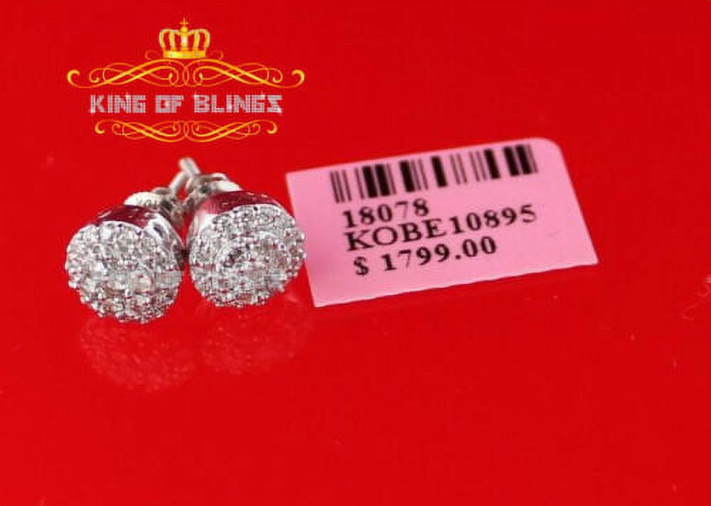 King of Bling's 10K Real White Gold Real Diamond 0.55ct Men's/Women's Stud Round Earrings