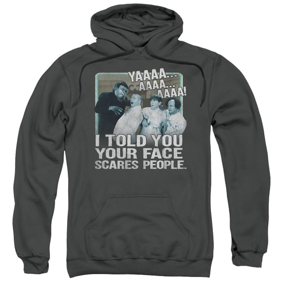 Three StoogeS/Scares People Adult Pullover Hoodie Sweatshirt Charcoal
