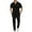 Black, variant on Men's Casual Suit Set Summer Short Sleeve Shirt With Lapel Buttons And Matching Pants Comfortable Breathable Stylish Outfit For Daily Wear