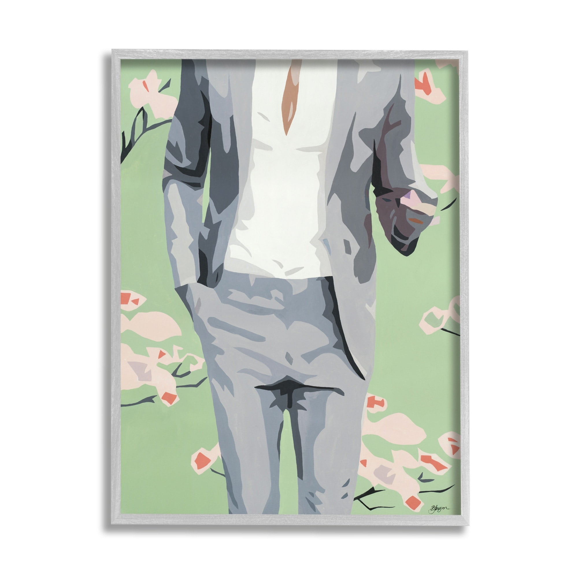 Stupell Industries Men's Fashion Business Suit over Pink Flowers,16 x 20,Designed by Beth Ann Lawson