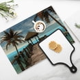 thumbnail image 4 of BaHomeck placemats Set of 4 rectangle Linen Cotton Placemats for Dining Table Washable Heat Resistant,18*12inch,Wooden Pier With Palm Trees And Thatched Roof, 4 of 4